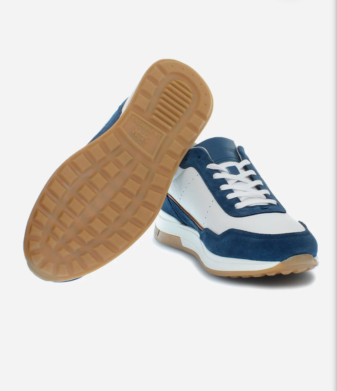 LA MARTINA MEN’S TRAINER IN LEATHER AND SUEDE WITH CONTRASTING INSERTS