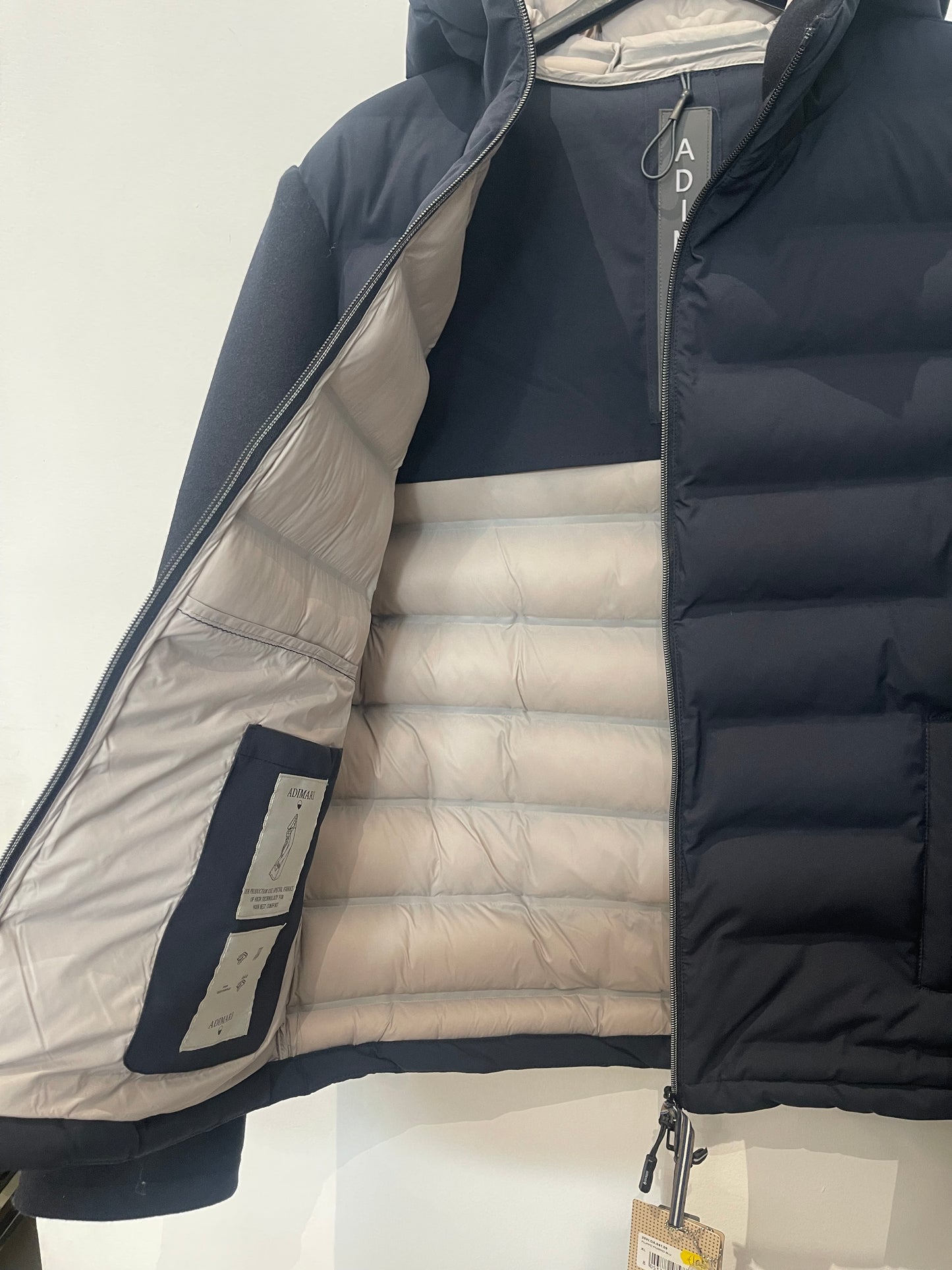 Adim man blue quilted jacket with fabric sleeves