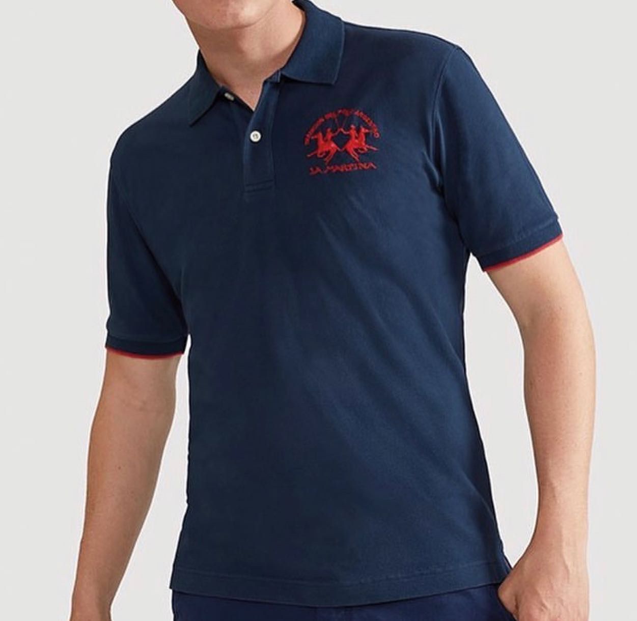 La Martina man BASIC Polo Neck T-Shirt NAVY CCMP01
