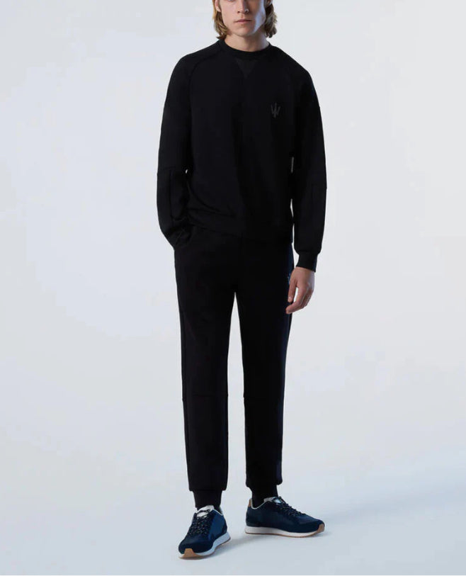 MASERATI SWEATSHIRT CREW NECK BLACK IN SCUBA 45 2017 slim fit