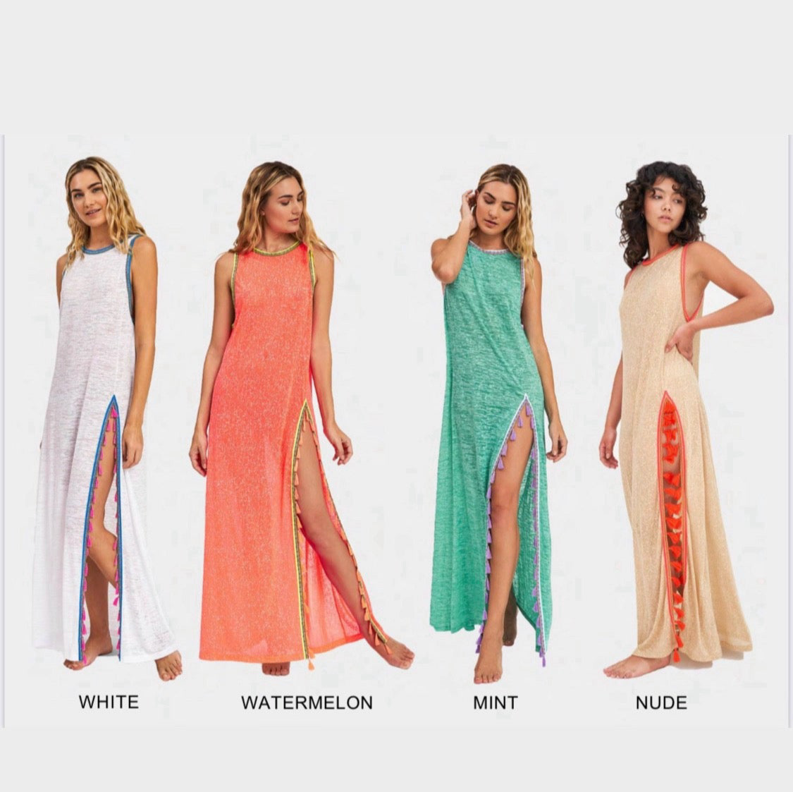 Pitusa WHITE Kaftan Tassel slit