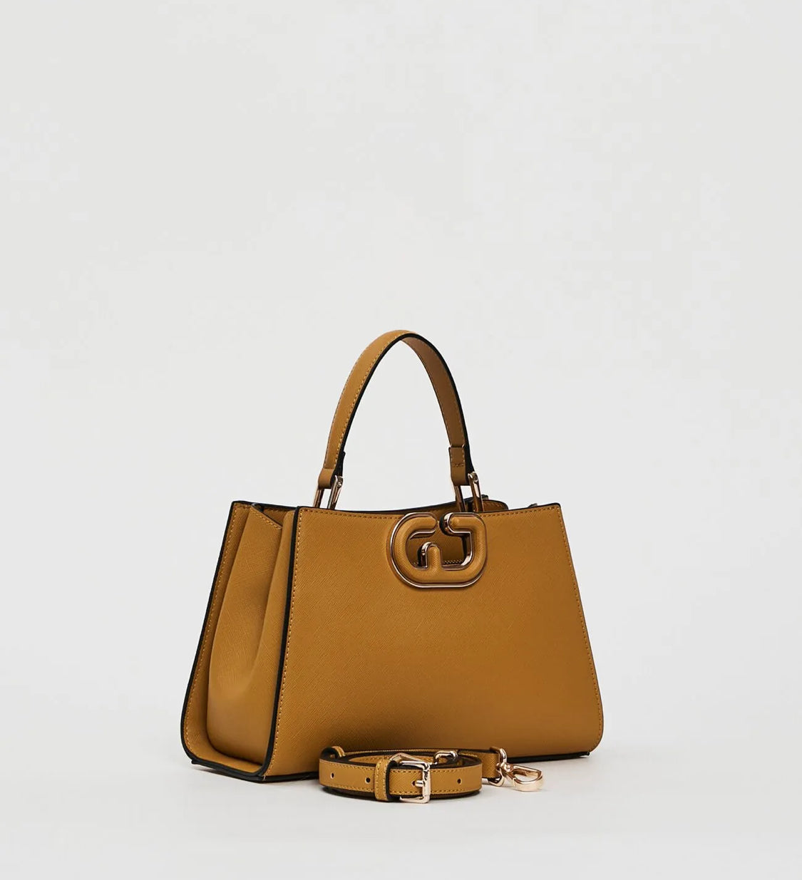 GAUDI YELLOW FAUX LEATHER TOP HANDLE BAG