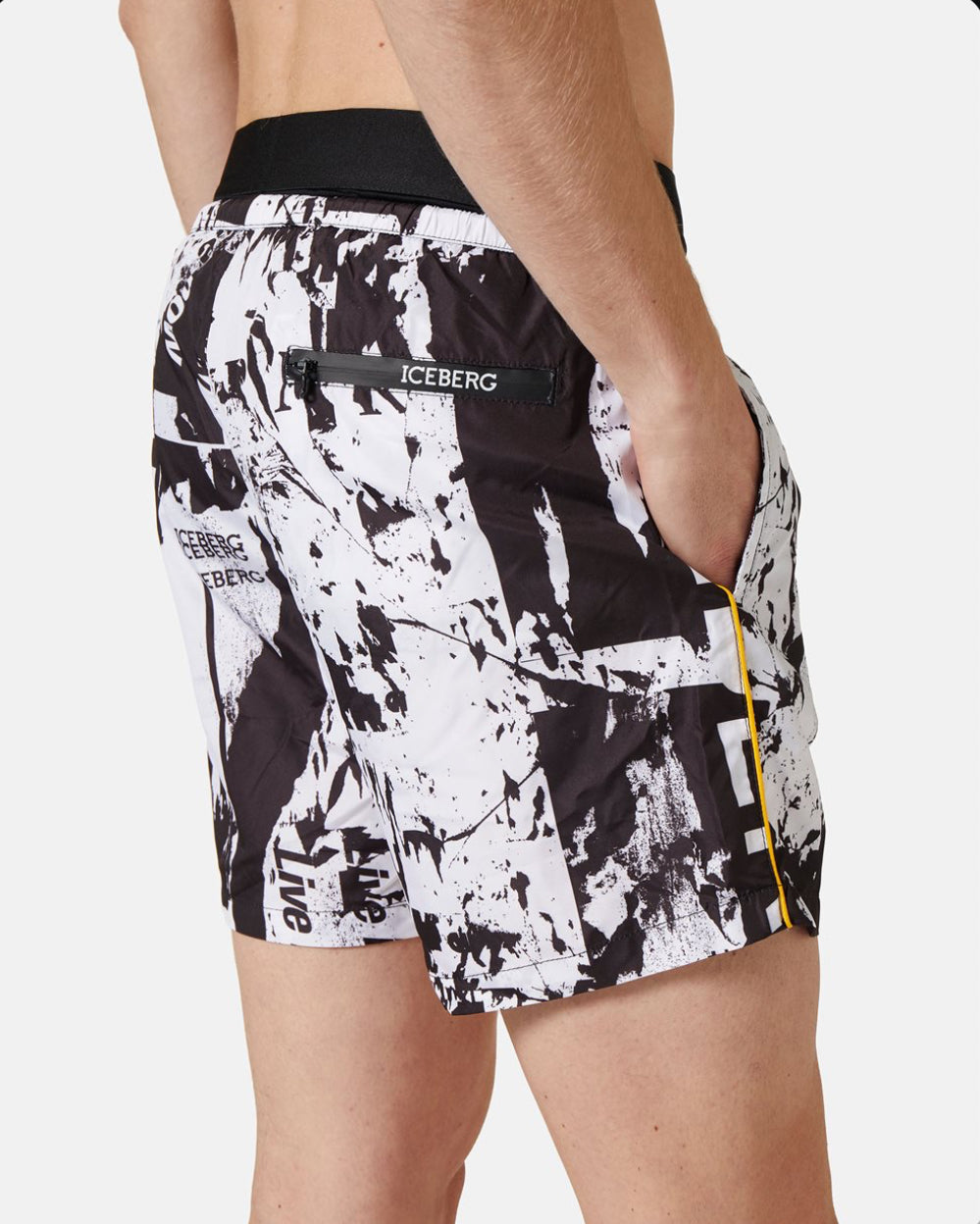 ICEBERG SWIM TRUNKS WITH ALLOVER LOGO ICE4MBM06