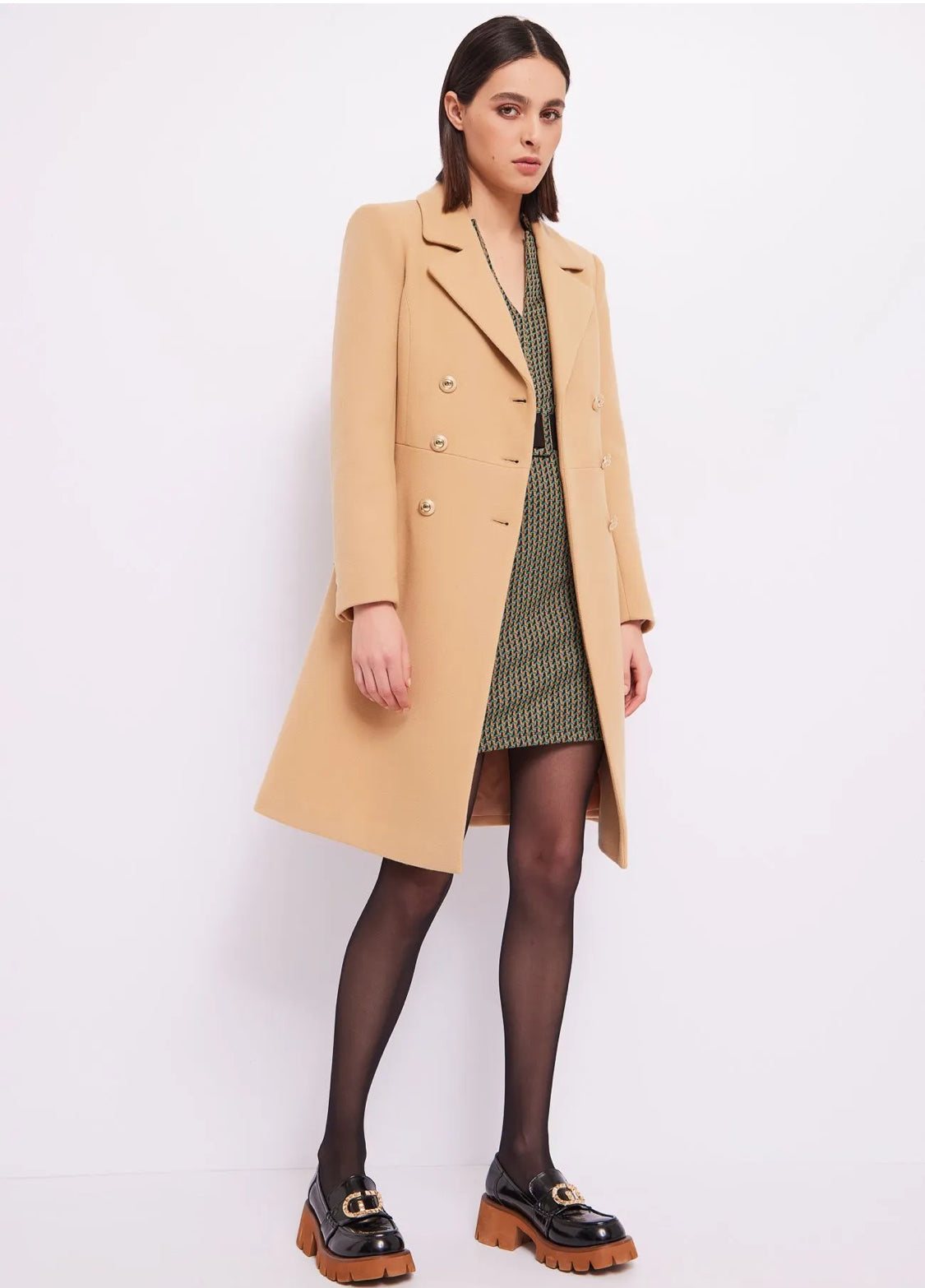 GAUDI DOUBLE - BREASTED COAT WITH BELT 321FD35010 53%