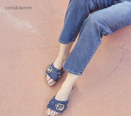 Colors of California monoband sandal cork&denim