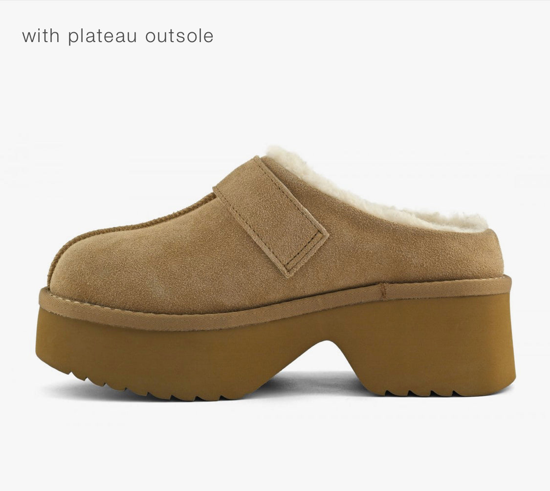 Colors of California Cow suede sabot with plateau outsole HC.HELEN03