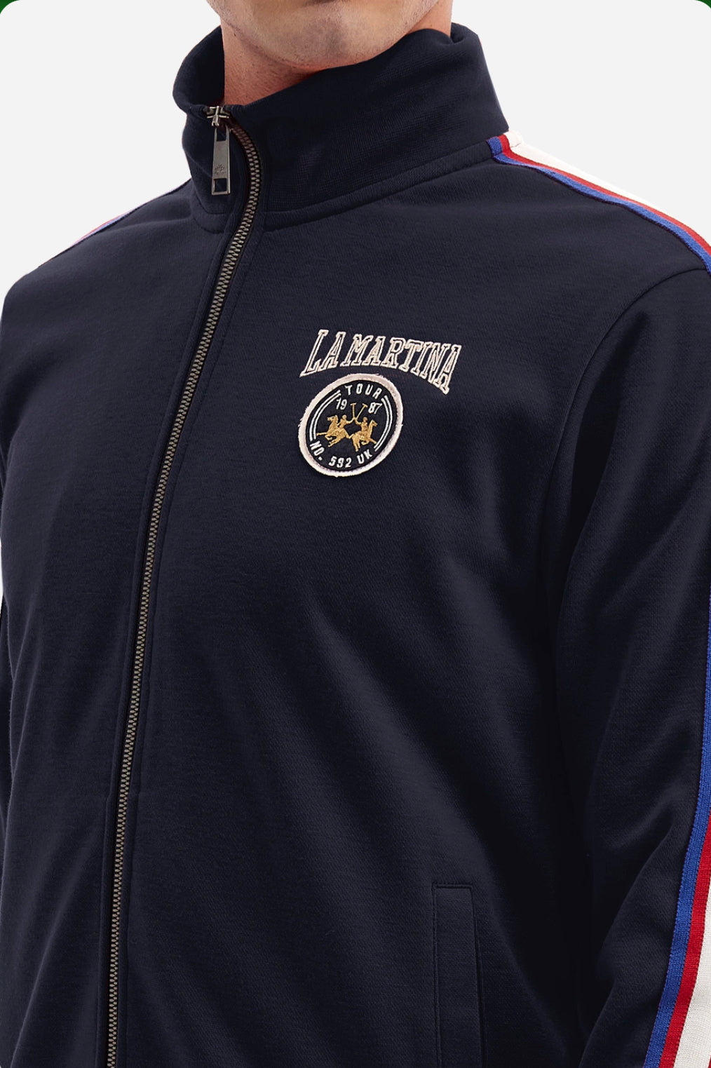 LA MARTINA MAN FULL ZIP INTERLOCK SWEATSHIRT FLEECE WMF304