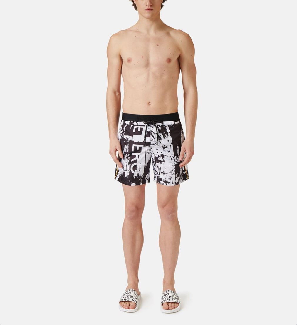 ICEBERG SWIM TRUNKS WITH ALLOVER LOGO ICE4MBM06
