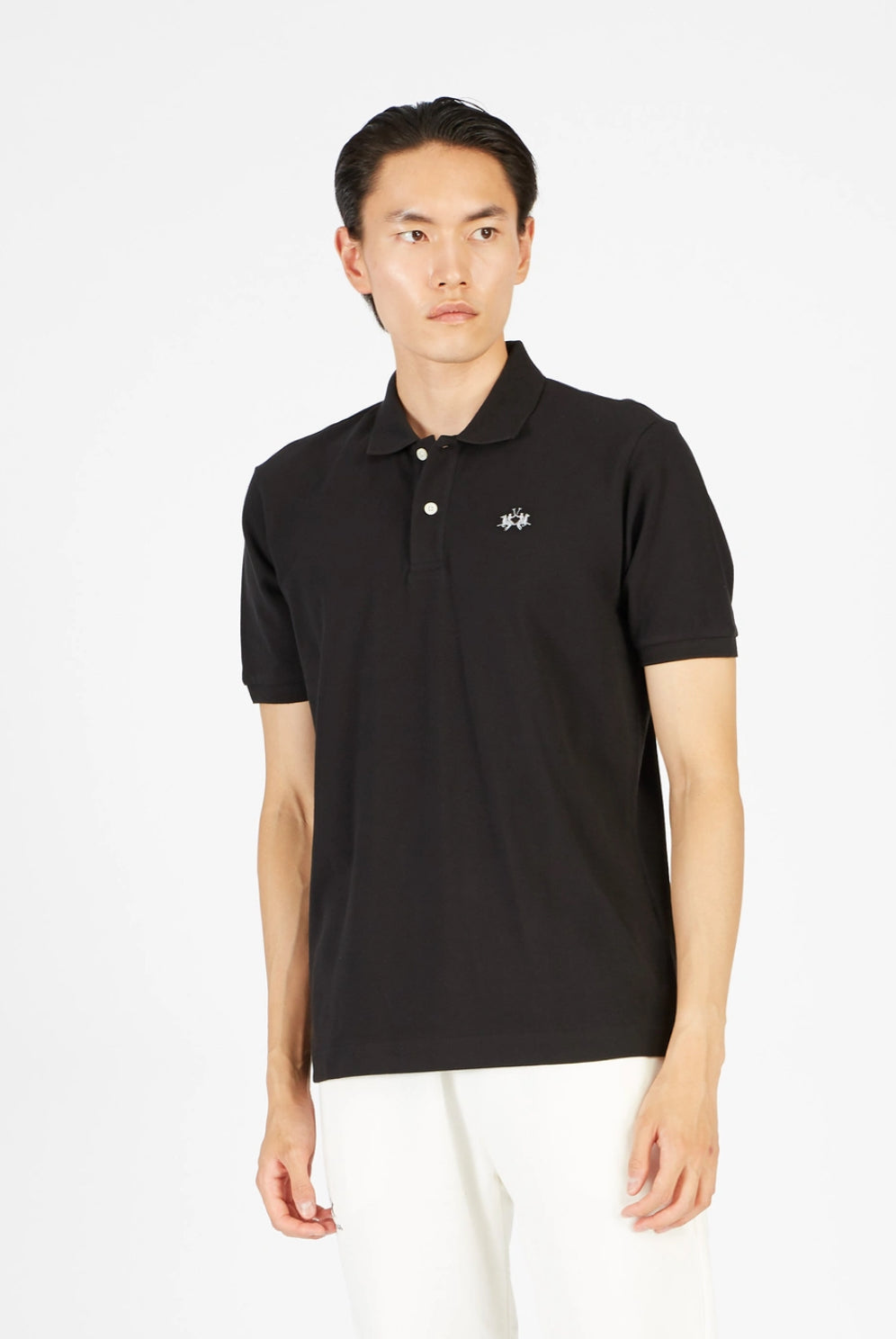 La Martina MAN BASIC SHORT SLEEVE BASIC Polo T-shirt BLACK BPMP01