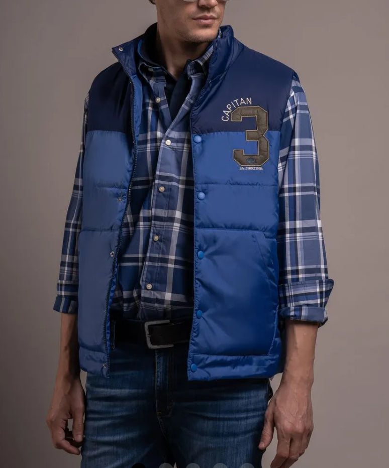 LA MARTINA MAN OUTDOOR VEST NYLON UMO303 GILET Number 4 on breast