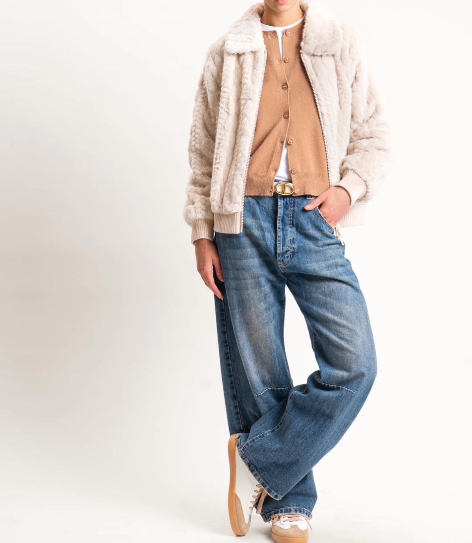 ANONYME FAUX FUR BRAID BOMBER FUR P135FBF178