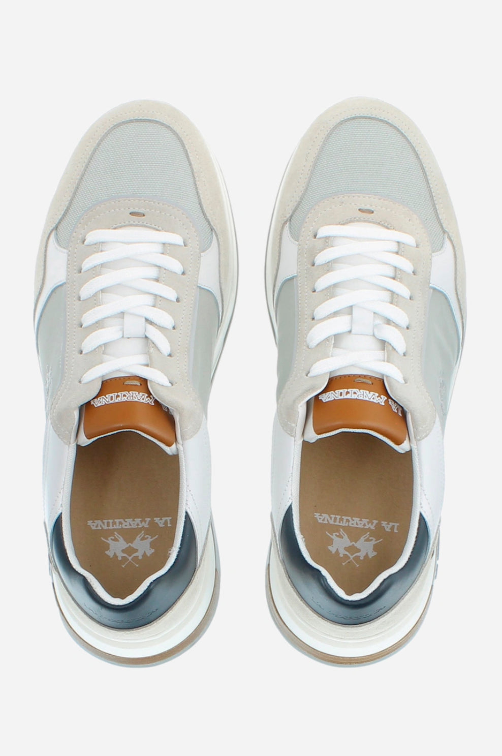 LA MARTINA Men's sneakers with raised sole in canvas and suede LFM241.061.4050