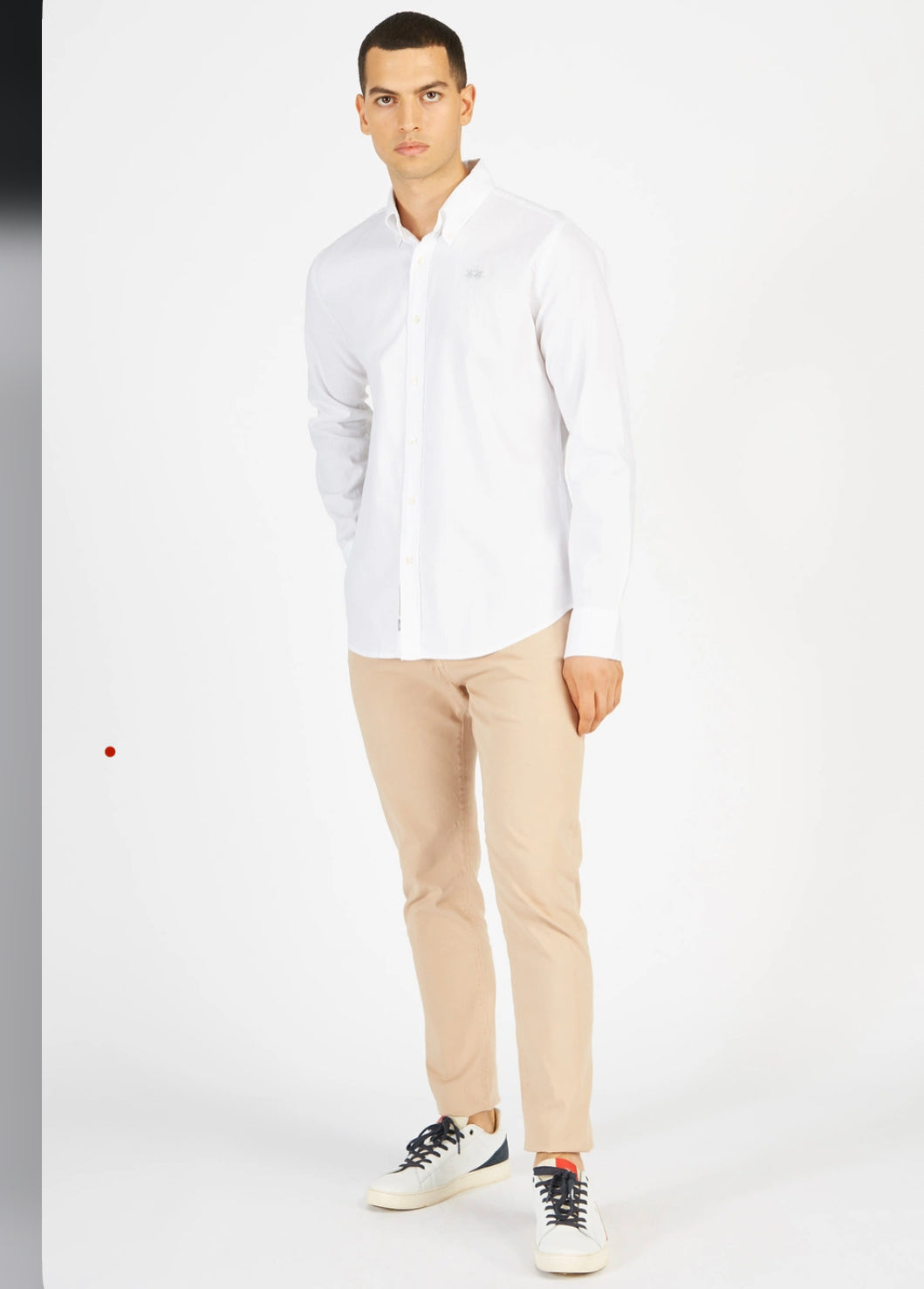 La Martina Man BASIC Shirt Oxford Stretch White CCMC03