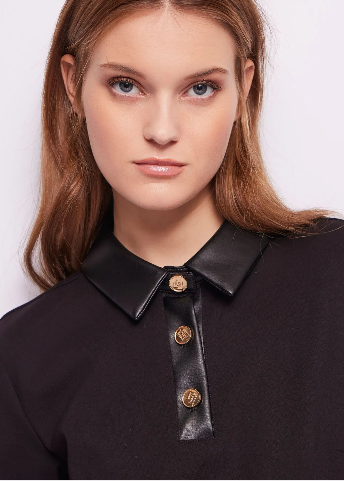 GAUDI BLACK POLO SHIRT DRESS 421BD14005