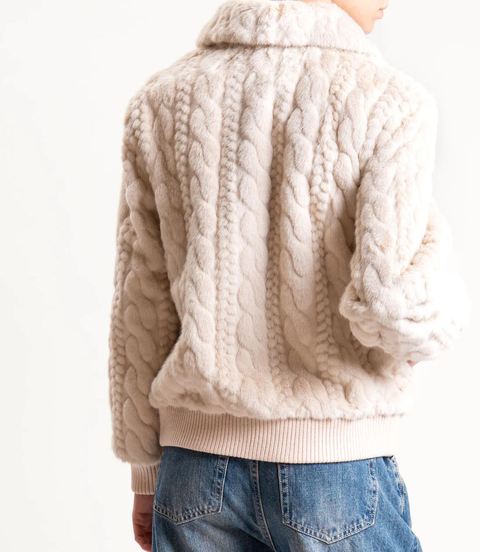 ANONYME FAUX FUR BRAID BOMBER FUR P135FBF178