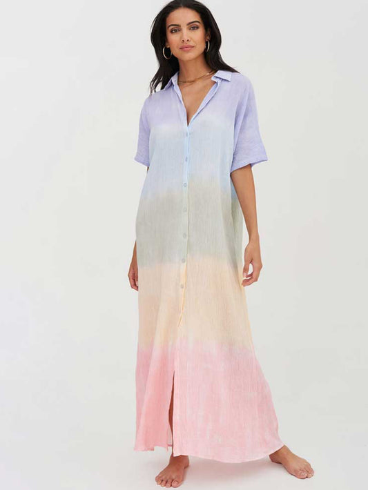 PITUSA PASTEL DRESS CBDD CRINKLE BUTTON DOWN DRESS