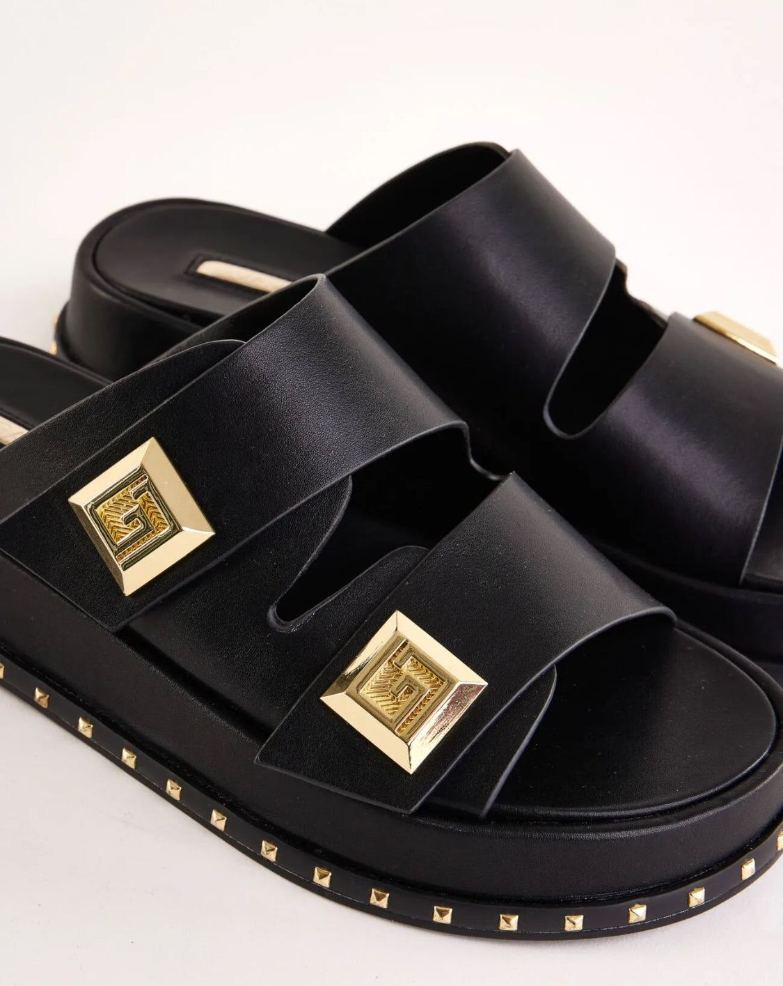 GAUDI BLACK FAUX-LEATHER SABOTS