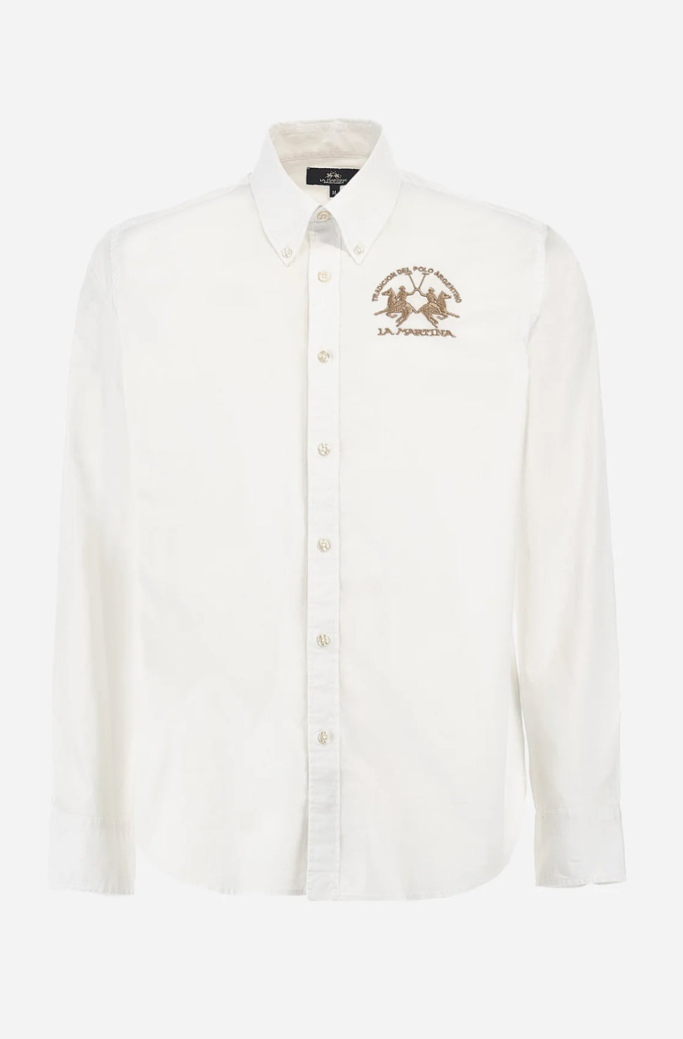 La Martina MAN SHIRT POPLIN STRETCH White Classic Shirt CCMC01