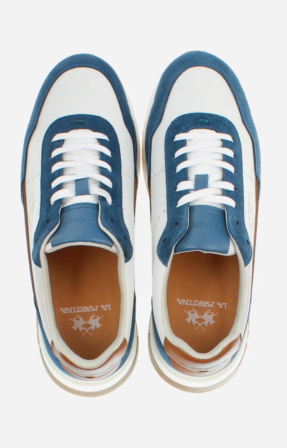LA MARTINA MEN’S TRAINER IN LEATHER AND SUEDE WITH CONTRASTING INSERTS