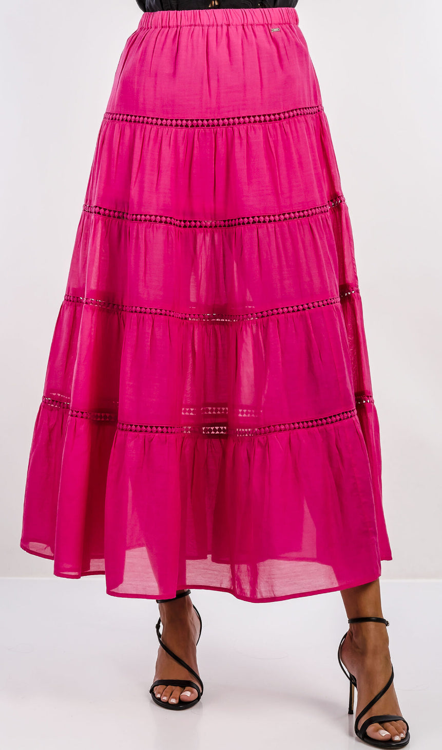 GAUDI LONG FUCHSIA COTTON-BLEND SKIRT 511FD75005