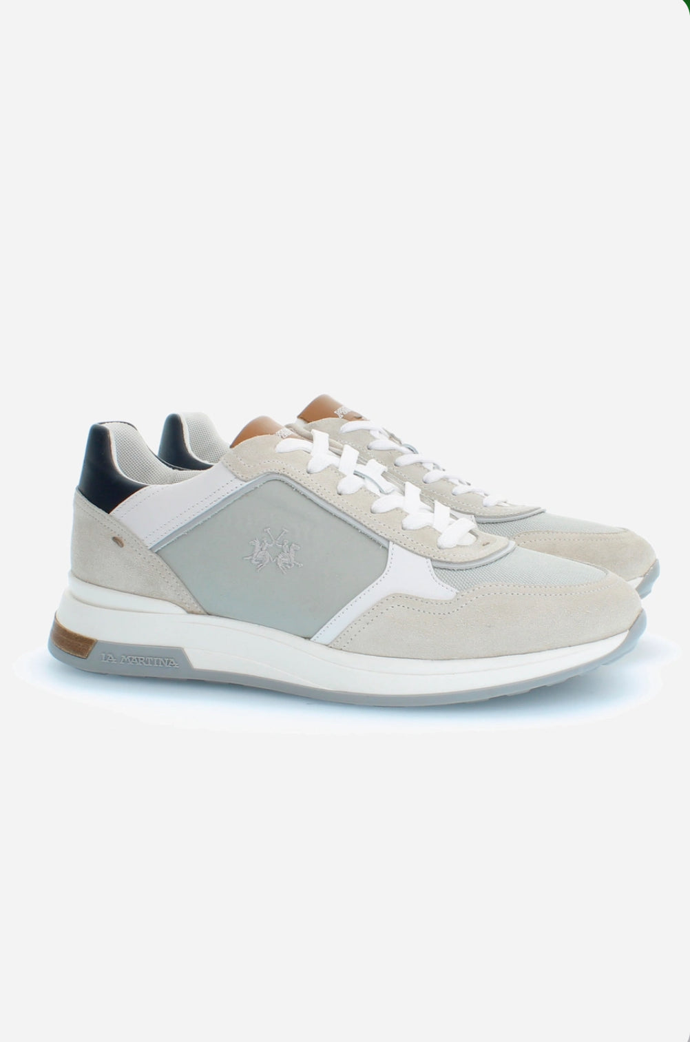 LA MARTINA Men's sneakers with raised sole in canvas and suede LFM241.061.4050