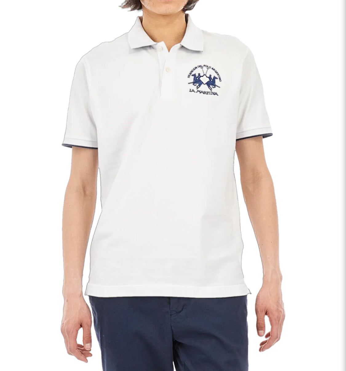 La Martina man BASIC Polo Neck T-Shirt White CCMP01