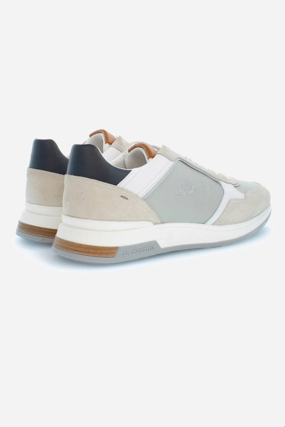 LA MARTINA Men's sneakers with raised sole in canvas and suede LFM241.061.4050