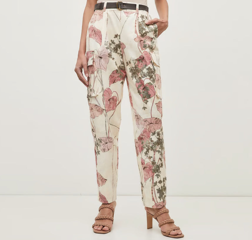 DIXIE WOMAN TROUSER CARGO FLOWER PRINT PDBTUKPA