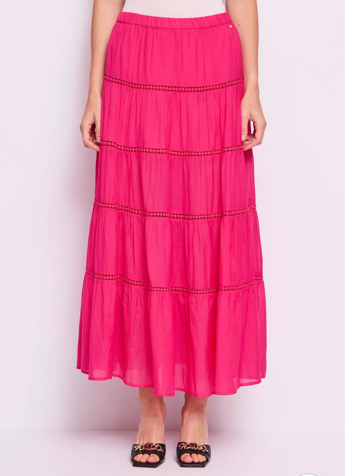 GAUDI LONG FUCHSIA COTTON-BLEND SKIRT 511FD75005