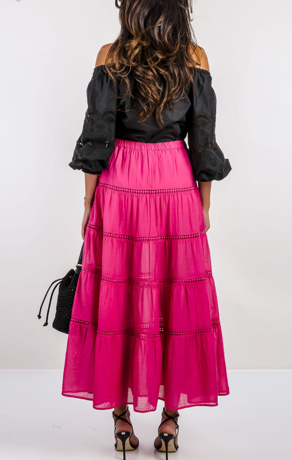 GAUDI LONG FUCHSIA COTTON-BLEND SKIRT 511FD75005