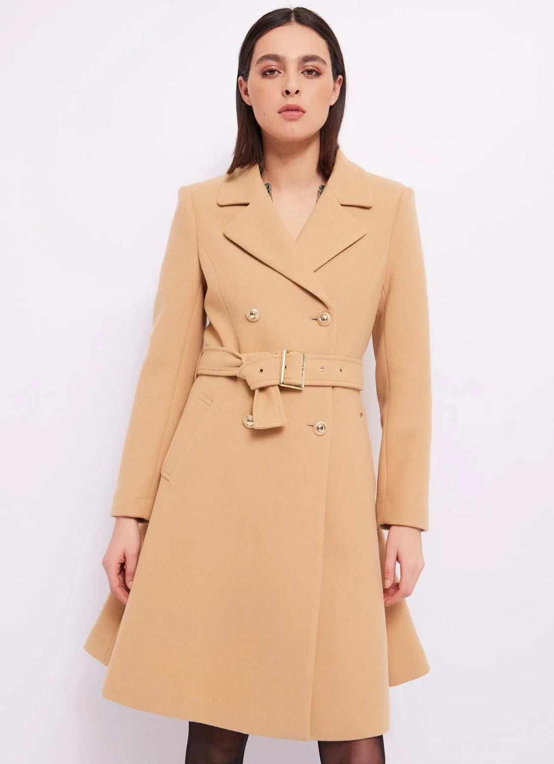 GAUDI DOUBLE - BREASTED COAT WITH BELT 321FD35010 53%