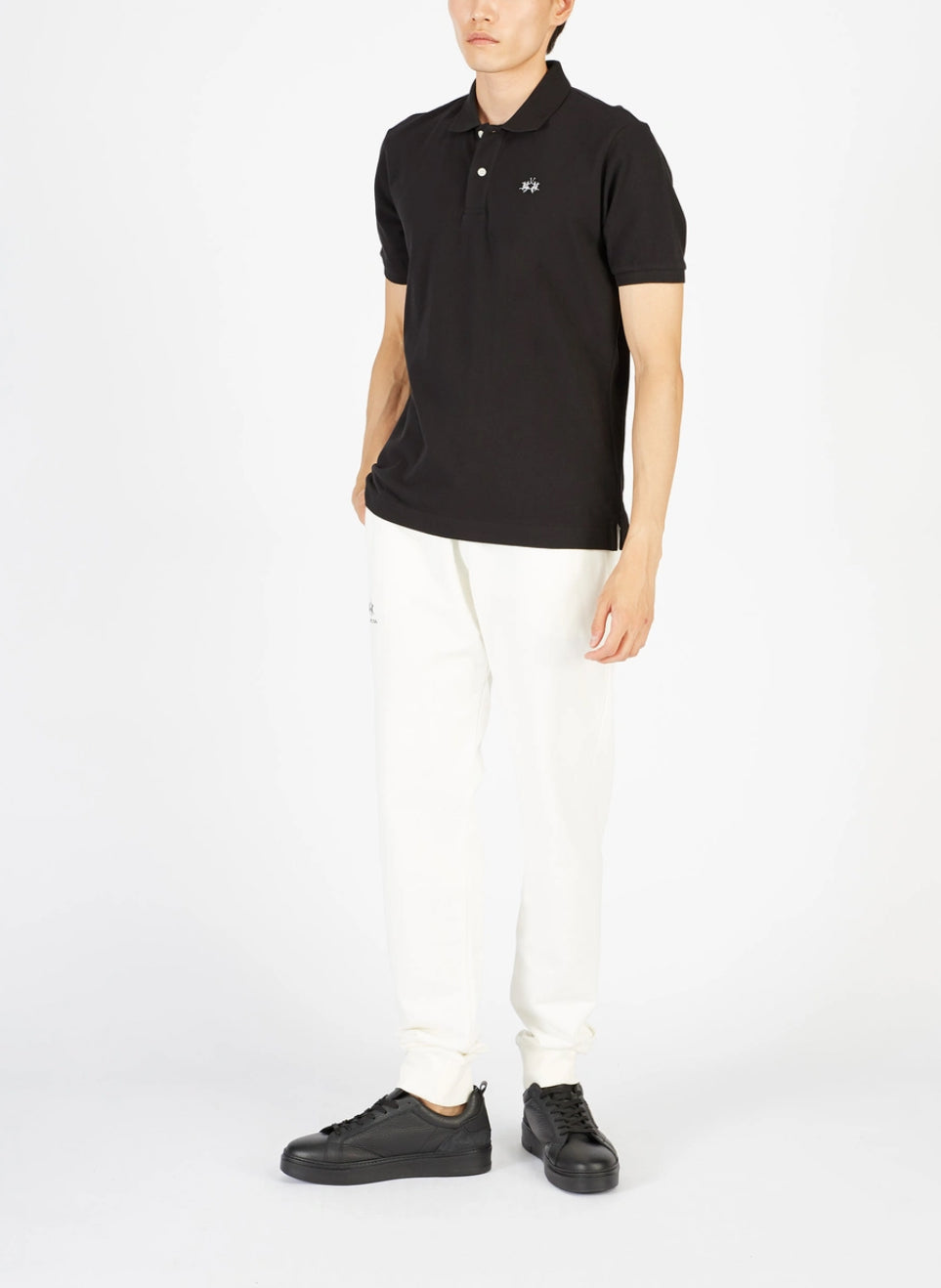 La Martina MAN BASIC SHORT SLEEVE BASIC Polo T-shirt BLACK BPMP01