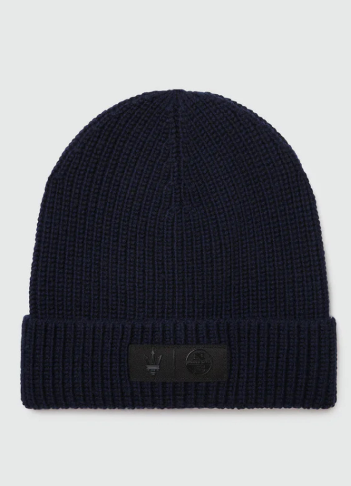 MASERATI Blue wool ribbed Beanie
