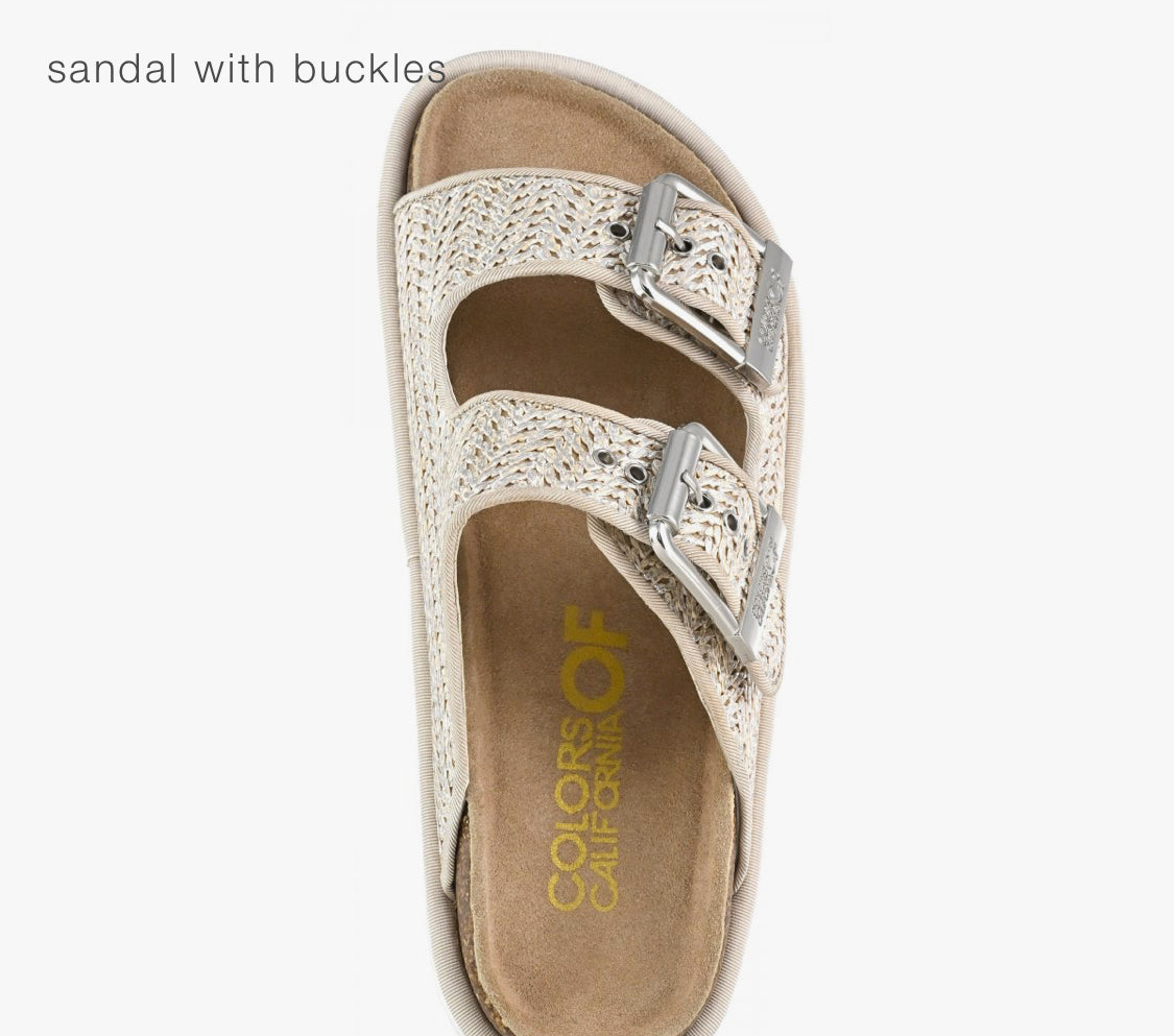 Colors of California laminated raffia sandal with buckles