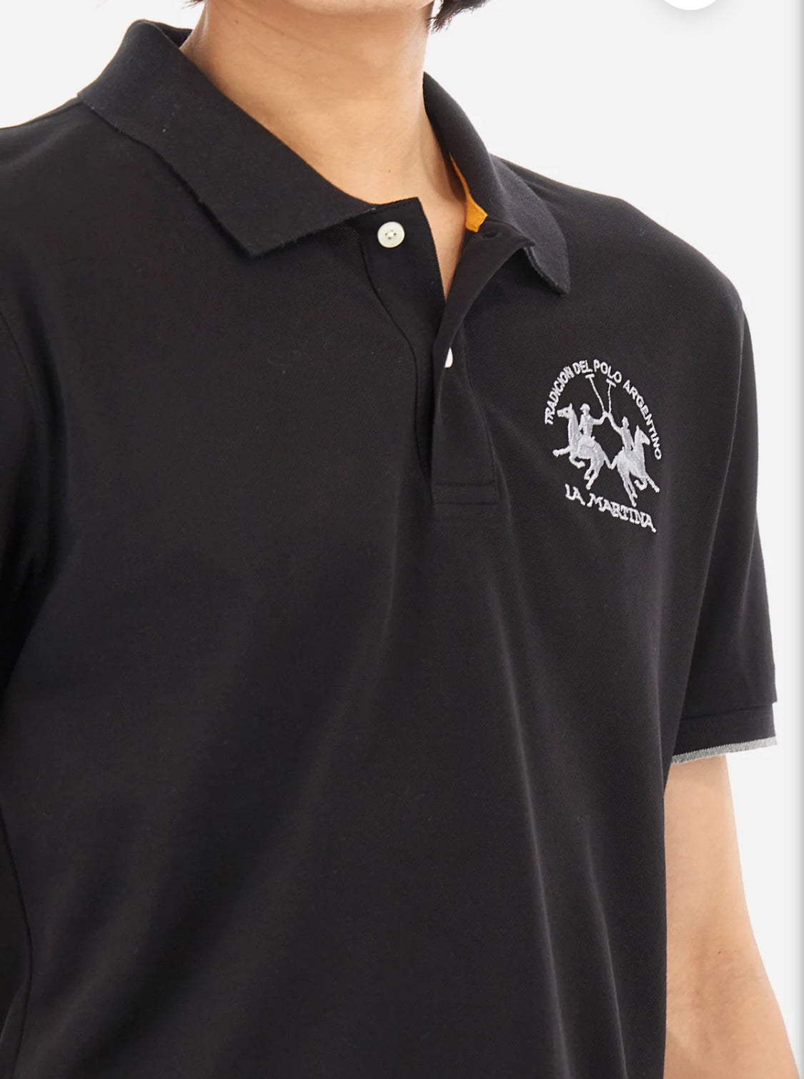 La Martina man BASIC Polo Neck T-Shirt BLACK CCMP01