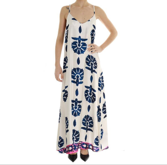 ANON SATIN LONGDRESS VISCOSE BLUE