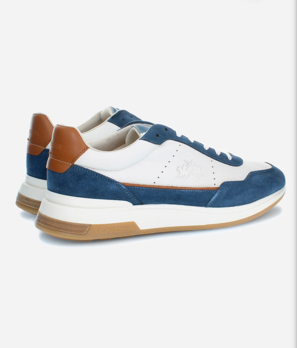LA MARTINA MEN’S TRAINER IN LEATHER AND SUEDE WITH CONTRASTING INSERTS