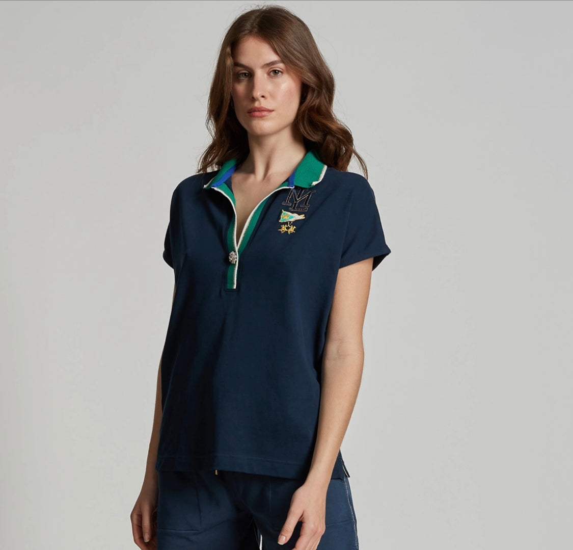 La Martina T-shirt polo piquet stretch TWP301 white