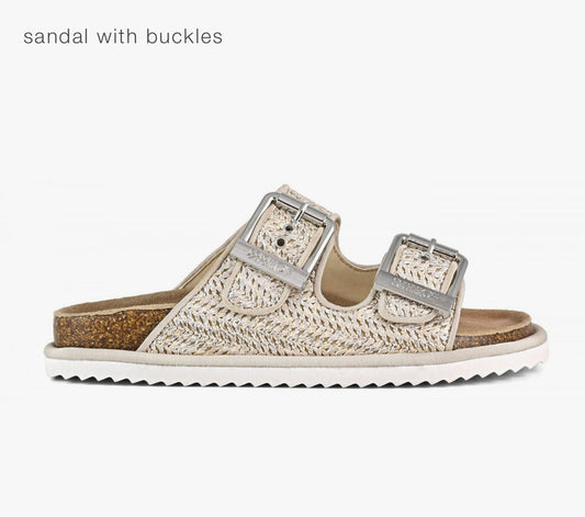 Colors of California laminated raffia sandal with buckles HC.BIOW07