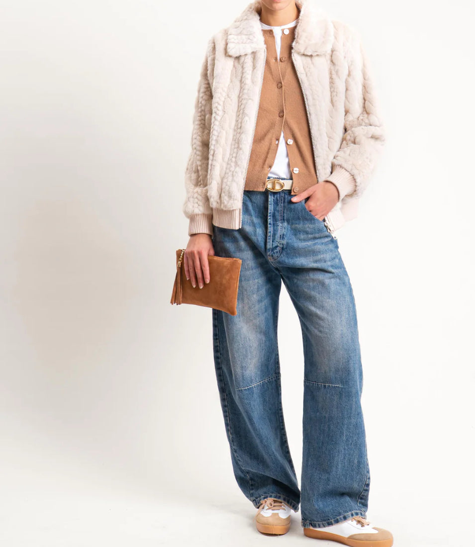 ANONYME FAUX FUR BRAID BOMBER FUR P135FBF178