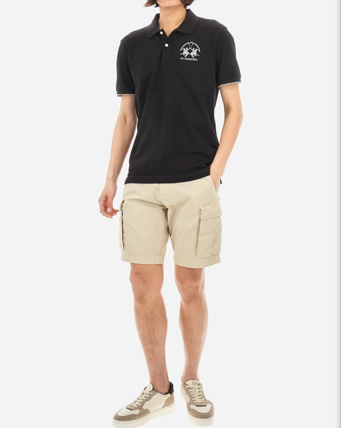 La Martina man BASIC Polo Neck T-Shirt BLACK CCMP01