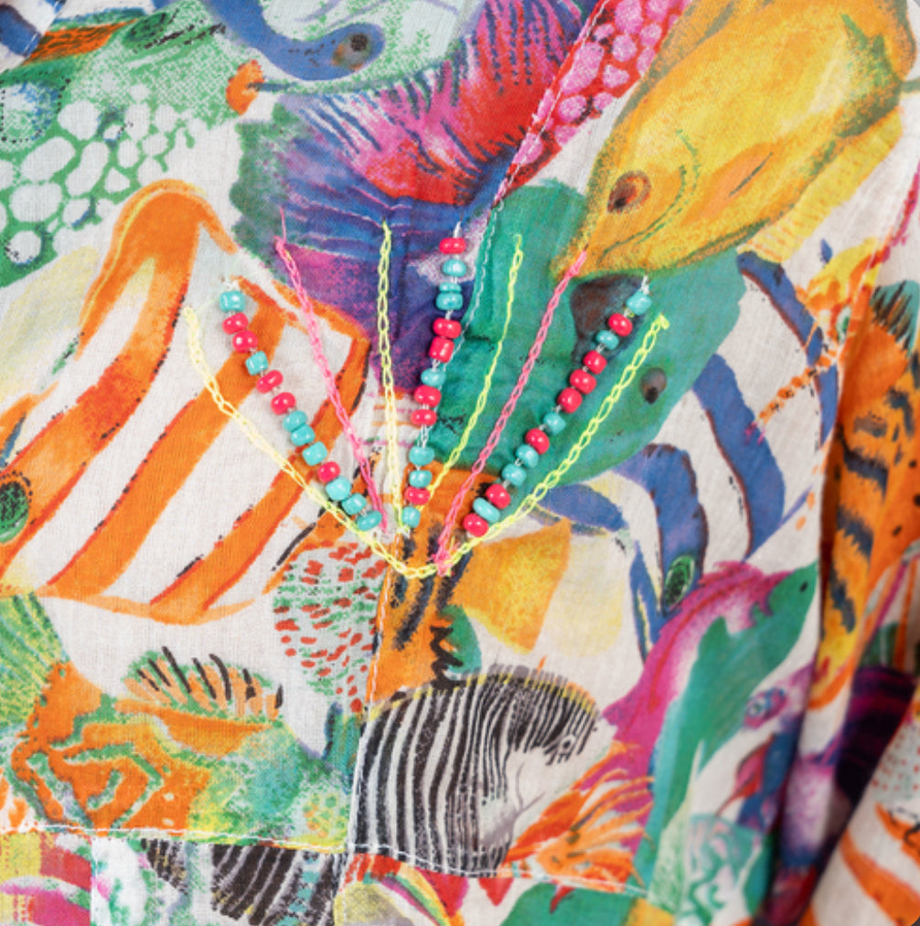 Isla Multicolor Fish dress 100% cotton 31650