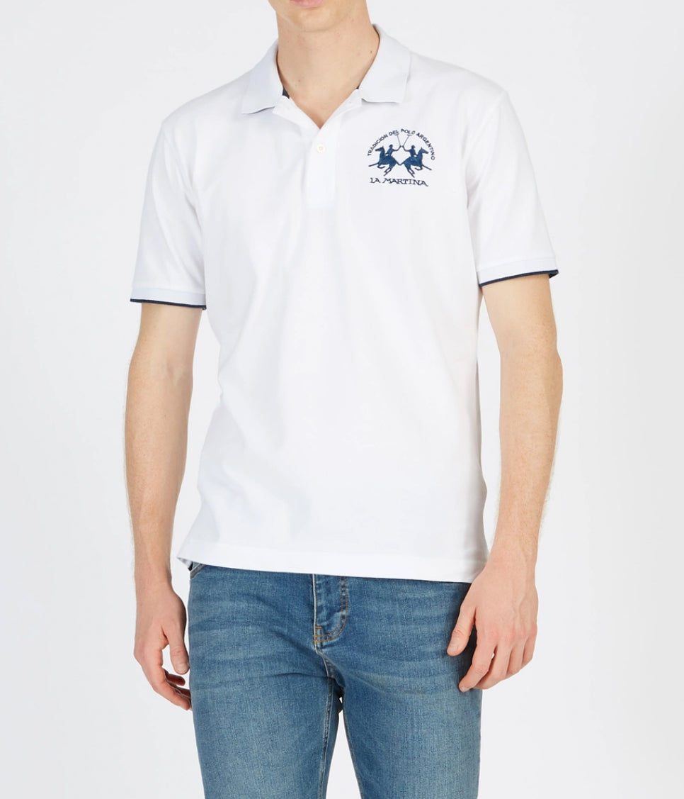 La Martina man BASIC Polo Neck T-Shirt White CCMP01