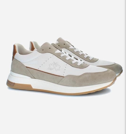 LA MARTINA Men's trainer in leather and suede with contrasting inserts LFM251.