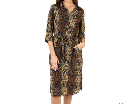 Isla animal print midi dress