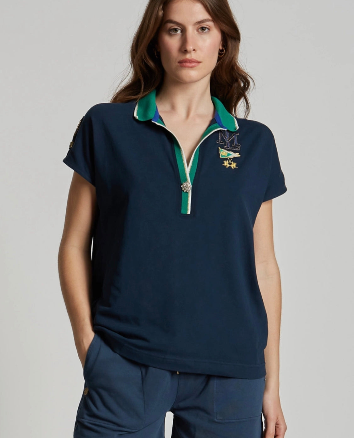 La Martina T-shirt polo piquet stretch TWP301 white