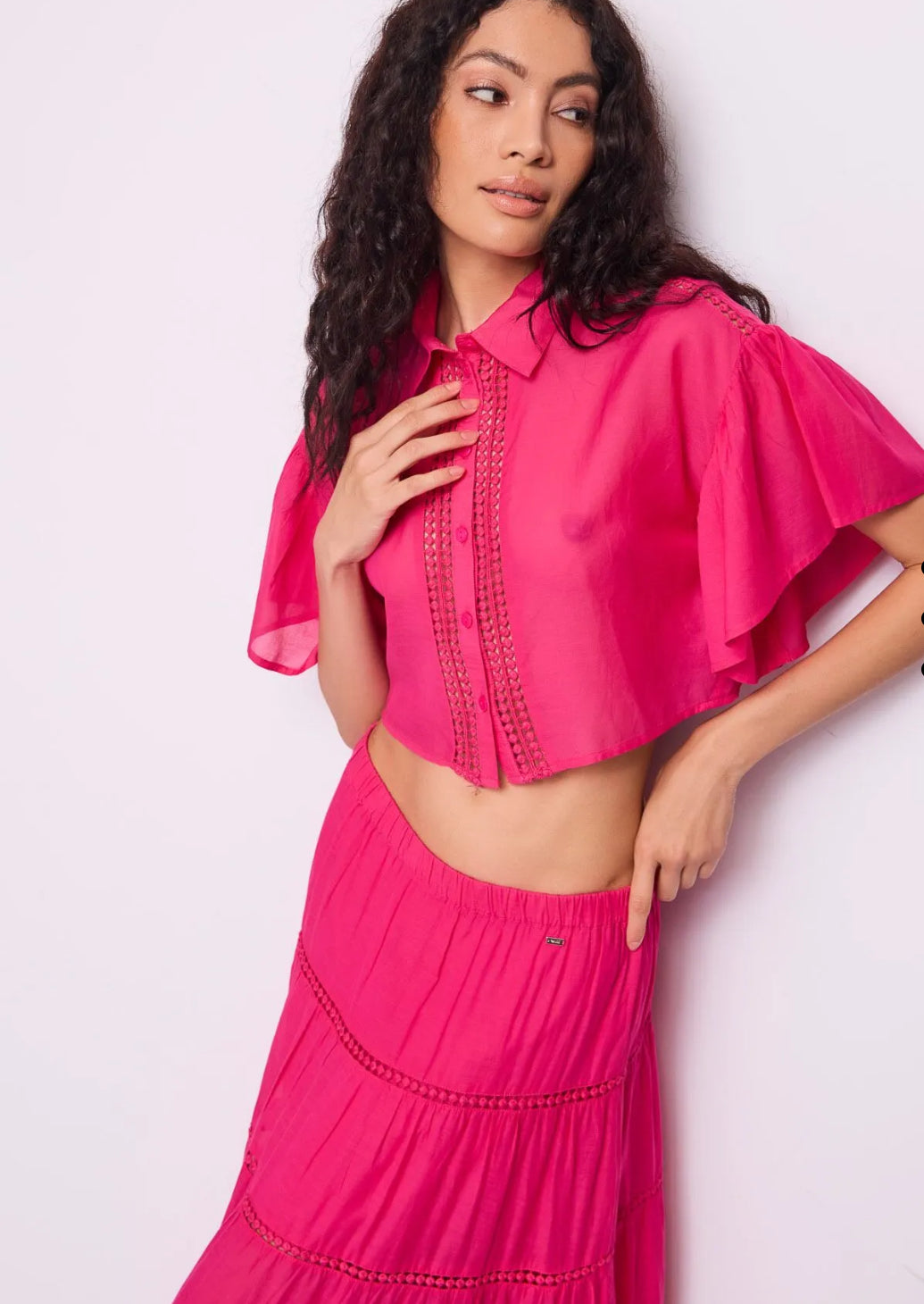 GAUDI WOMEN’S fuchsia cotton shirt 511FD45015