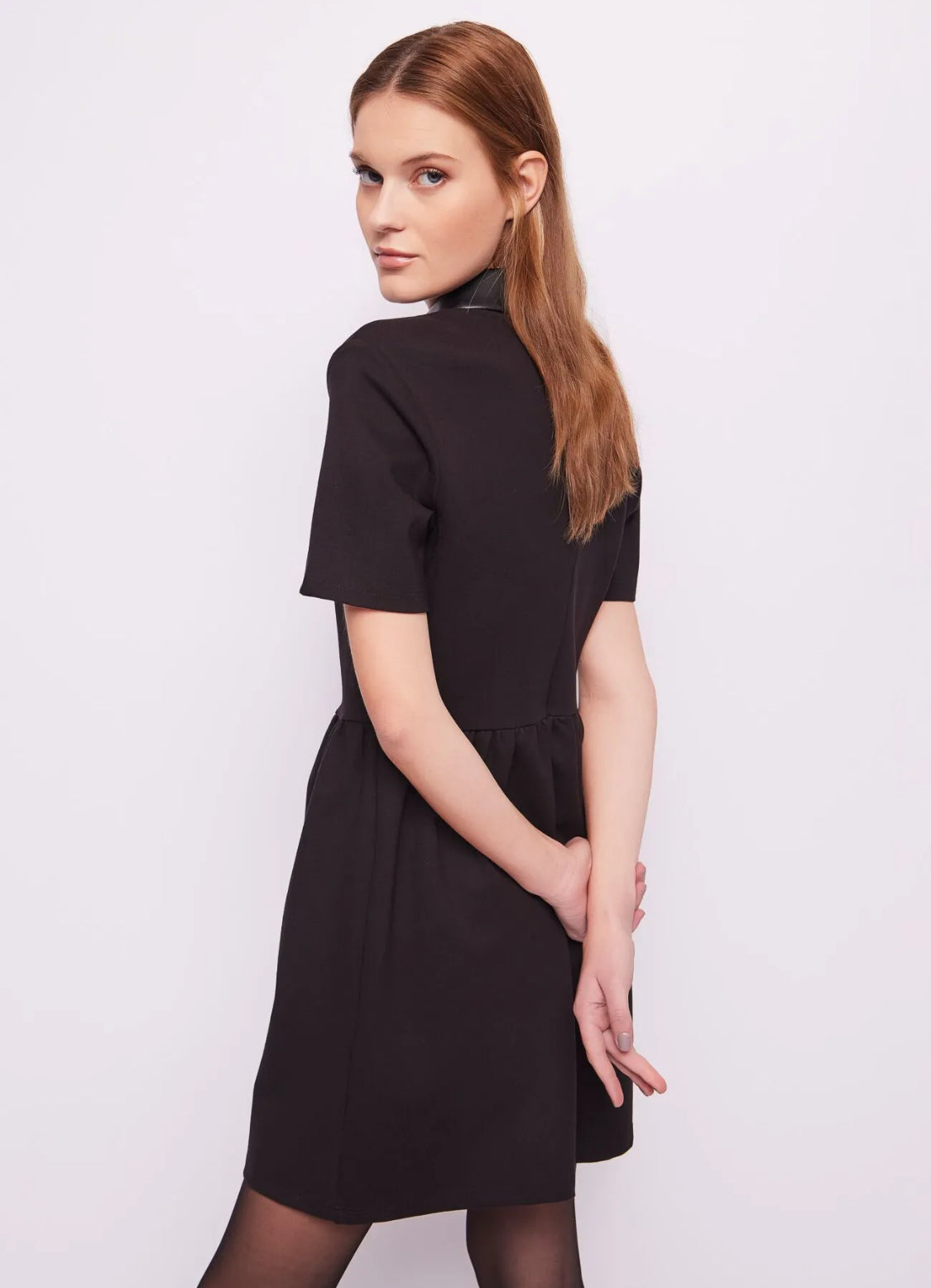 GAUDI BLACK POLO SHIRT DRESS 421BD14005
