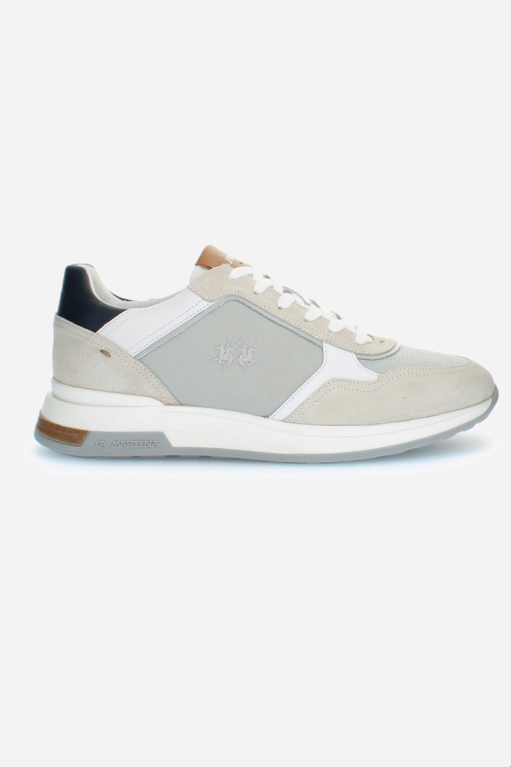 LA MARTINA Men's sneakers with raised sole in canvas and suede LFM241.061.4050