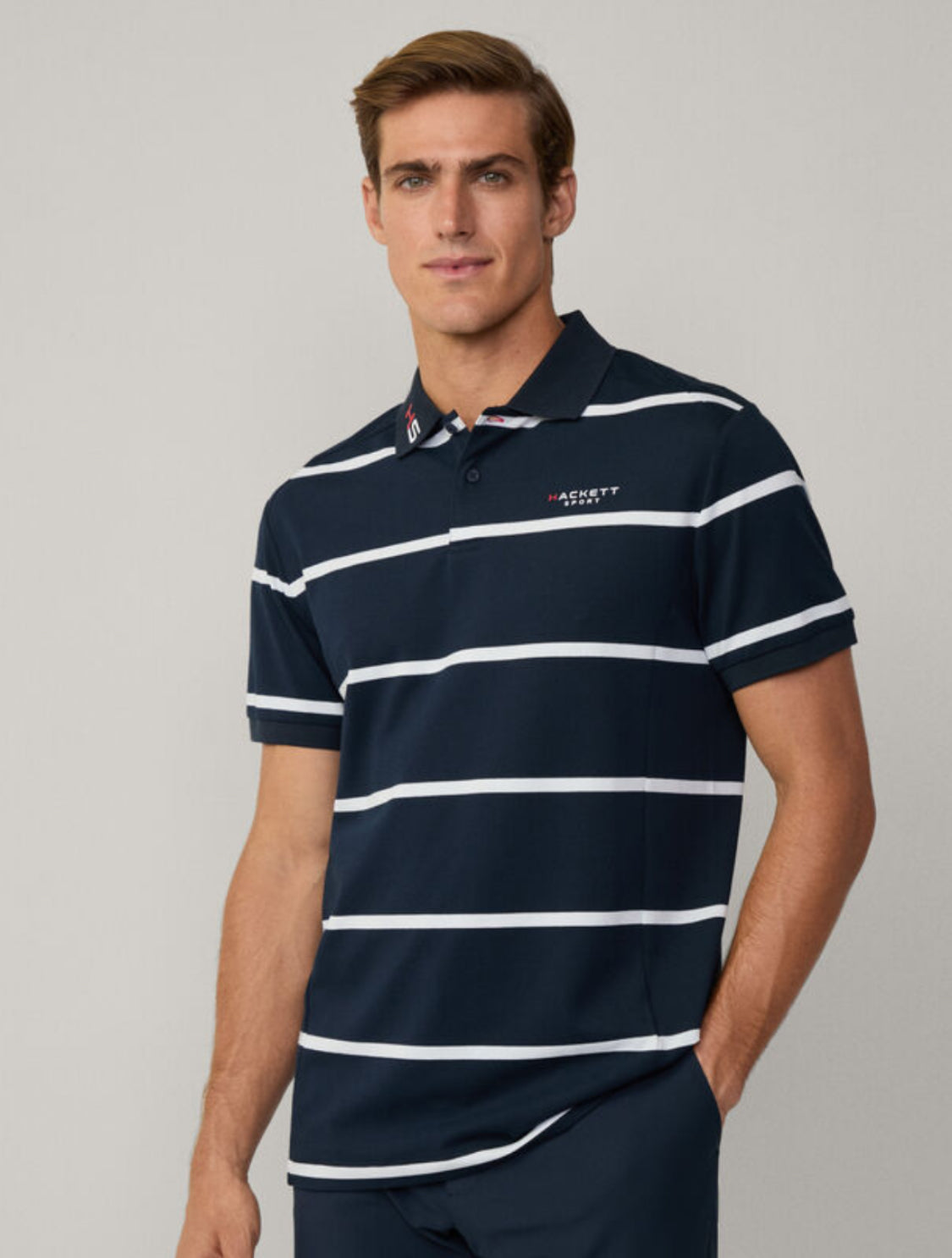 HACKETT CLASSIC FIT SHORT SLEEVE STRIPED POLO
